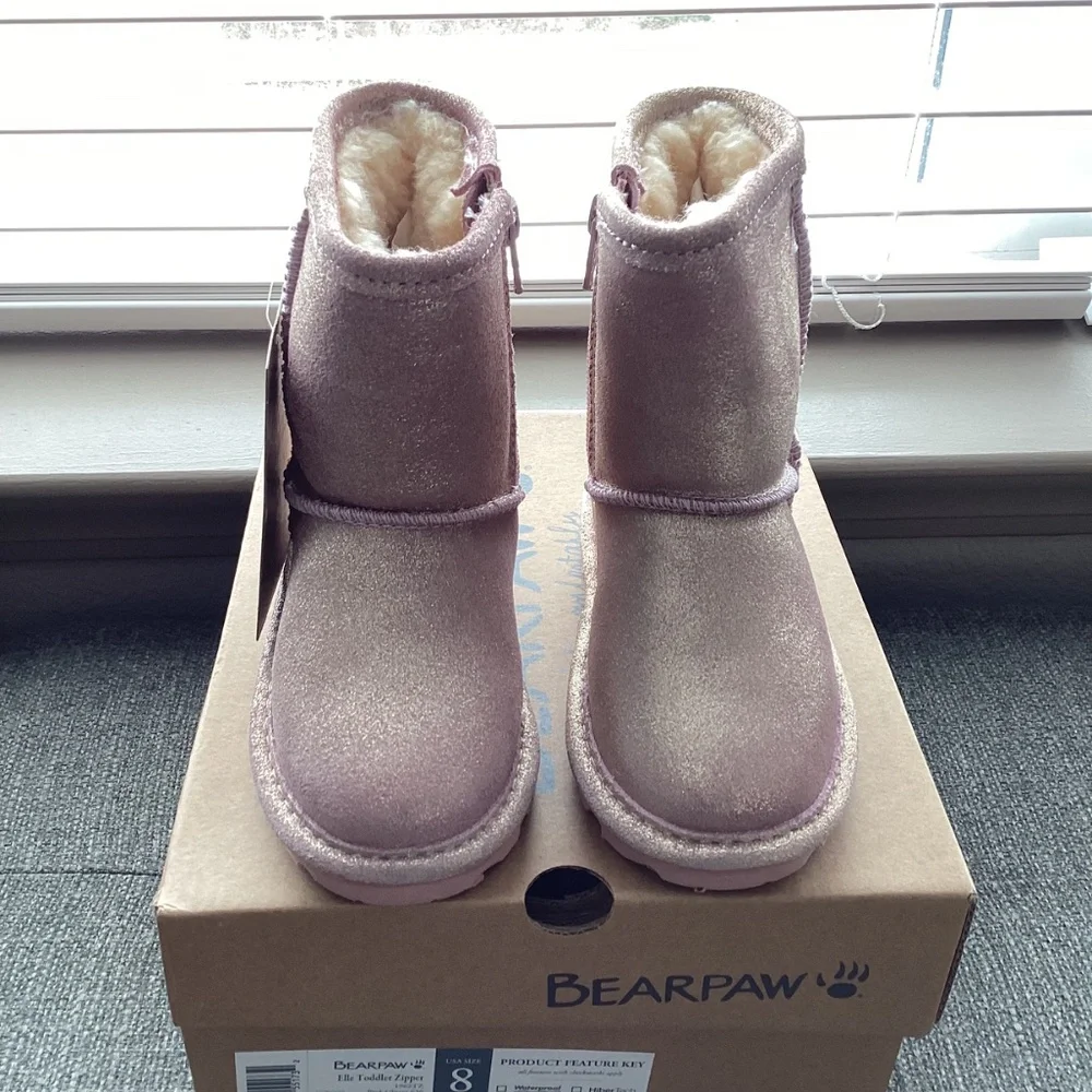 BEARPAW Toddler Girls Elle Zipper Casual Boots, size 8
